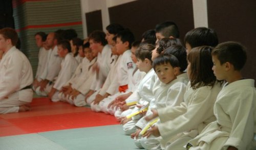 Dojo Members Lining Up to Bow In
